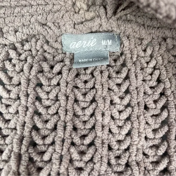 Aerie Sweater Womens Medium Cardigan Open Front Knitted Chenille Pockets Comfy - Picture 3 of 5